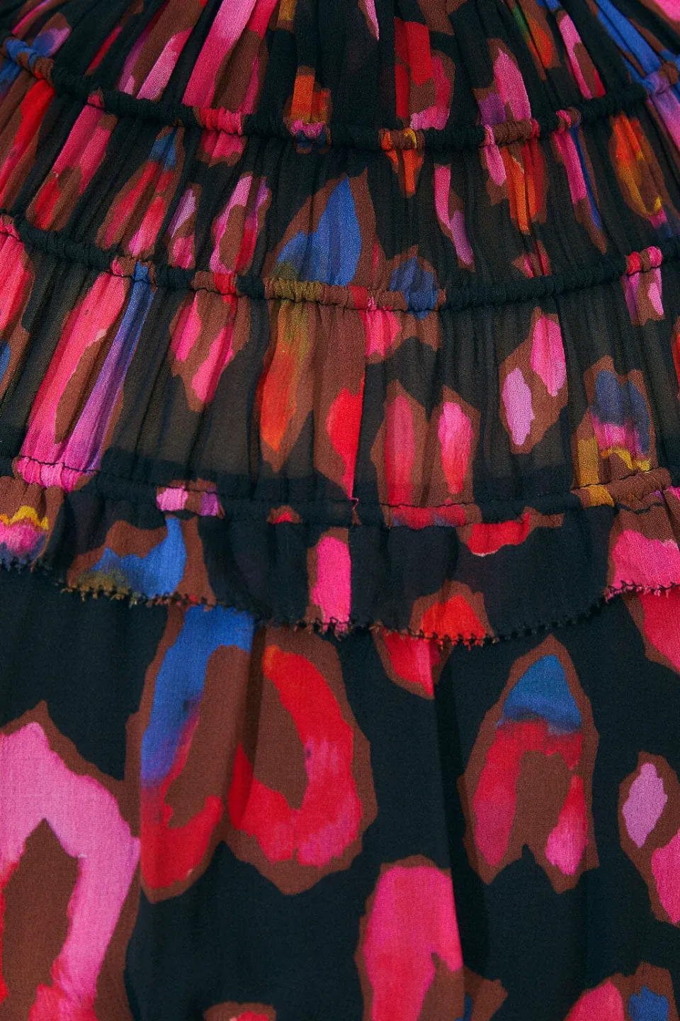 FARM Rio Black Iridescent Leopards Ruffle Mini Dress Hot