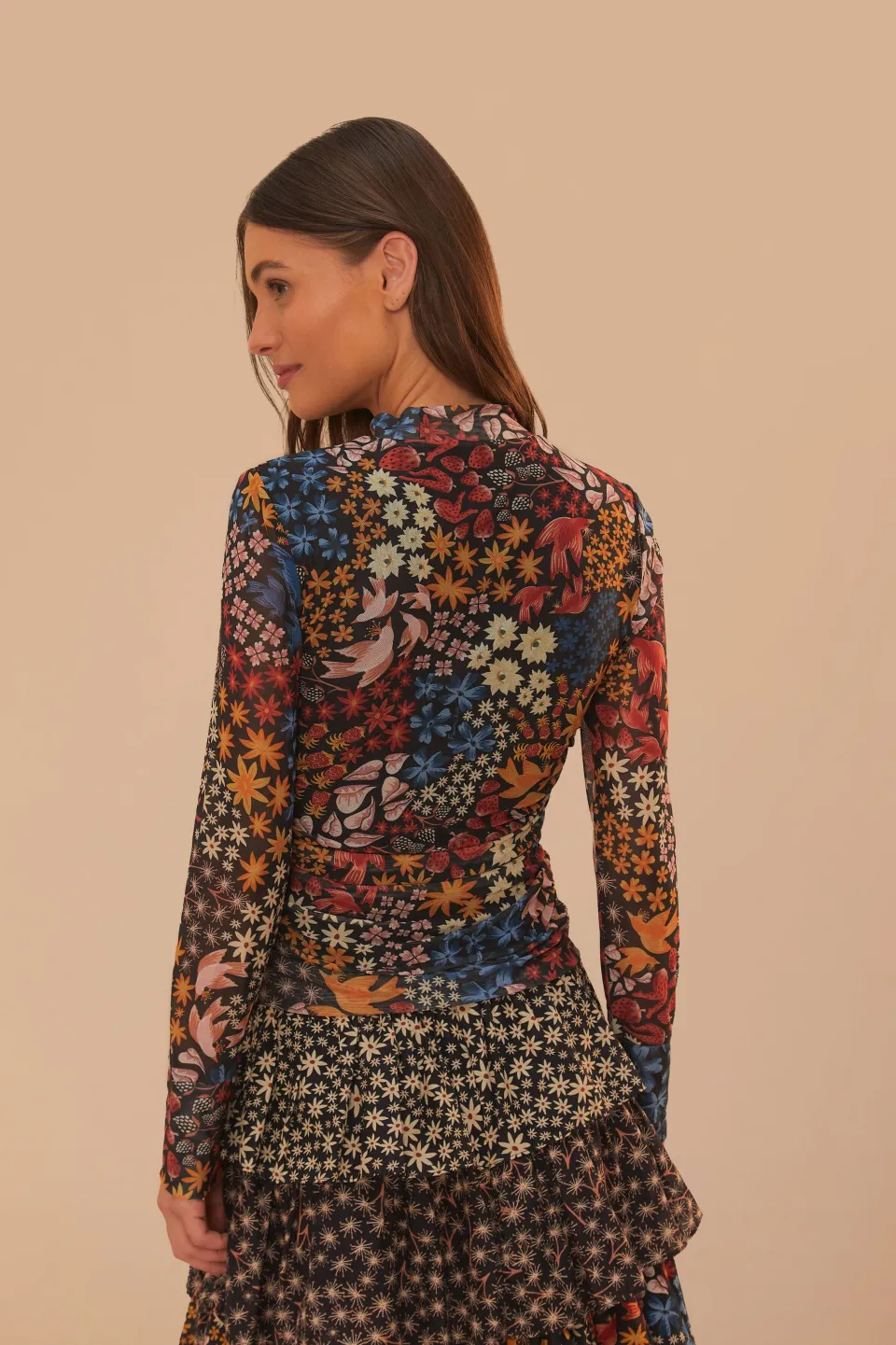 FARM Rio Black Juju Garden Tulle Blouse Best
