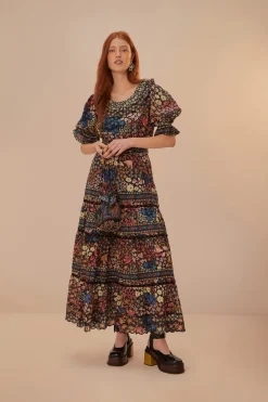 FARM Rio Black Jujus Garden Maxi Dress Outlet