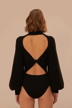 FARM Rio Black Knit Bodysuit New