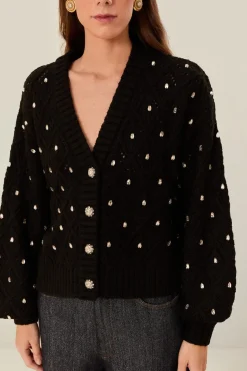 FARM Rio Black Lace Knit Sweater Outlet