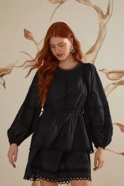 FARM Rio Black Lace Long Sleeve Mini Dress Best