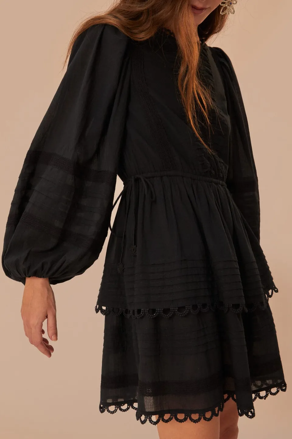 FARM Rio Black Lace Long Sleeve Mini Dress Best
