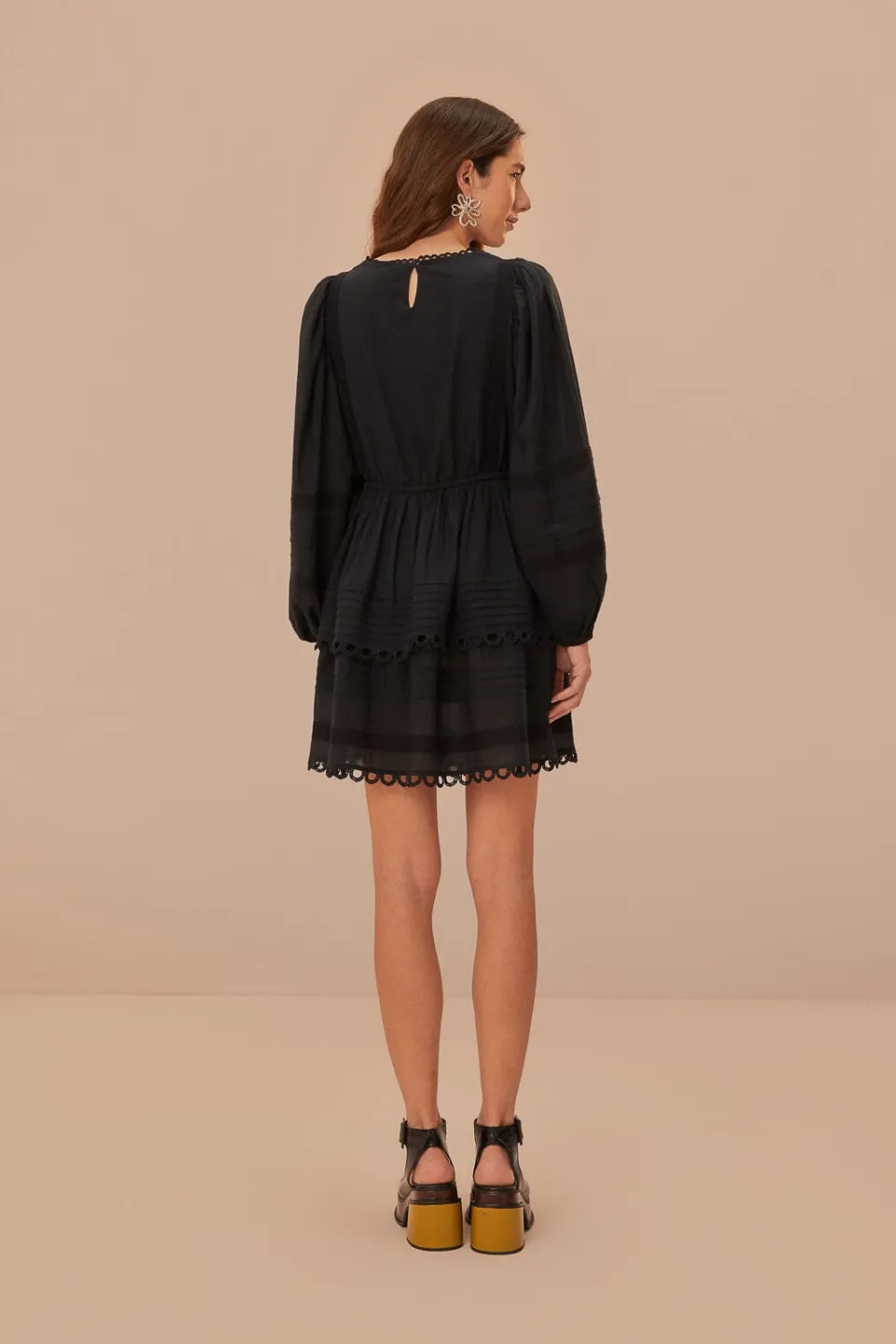 FARM Rio Black Lace Long Sleeve Mini Dress Best