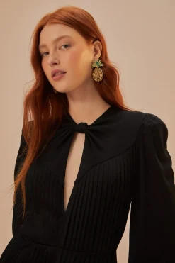 FARM Rio Black Long Sleeve Knot Jumpsuit Sale