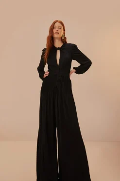 FARM Rio Black Long Sleeve Knot Jumpsuit Sale