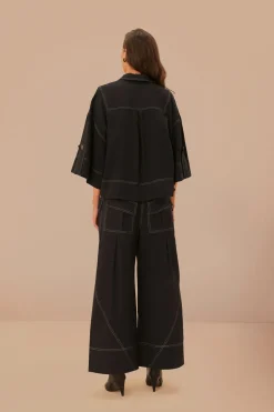 FARM Rio Black Low Waisted Topstiched Pants Hot