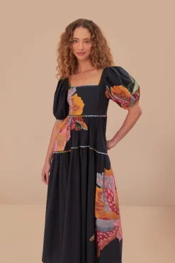 FARM Rio Black Lucy Floral Maxi Dress Discount
