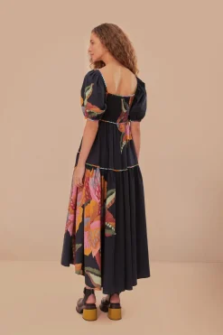 FARM Rio Black Lucy Floral Maxi Dress Discount