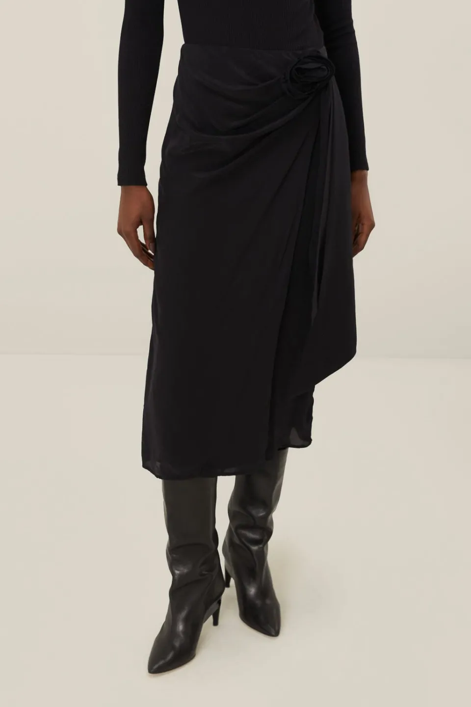 FARM Rio Black Midi Skirt Clearance