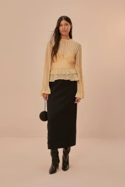 FARM Rio Black Midi Skirt Hot