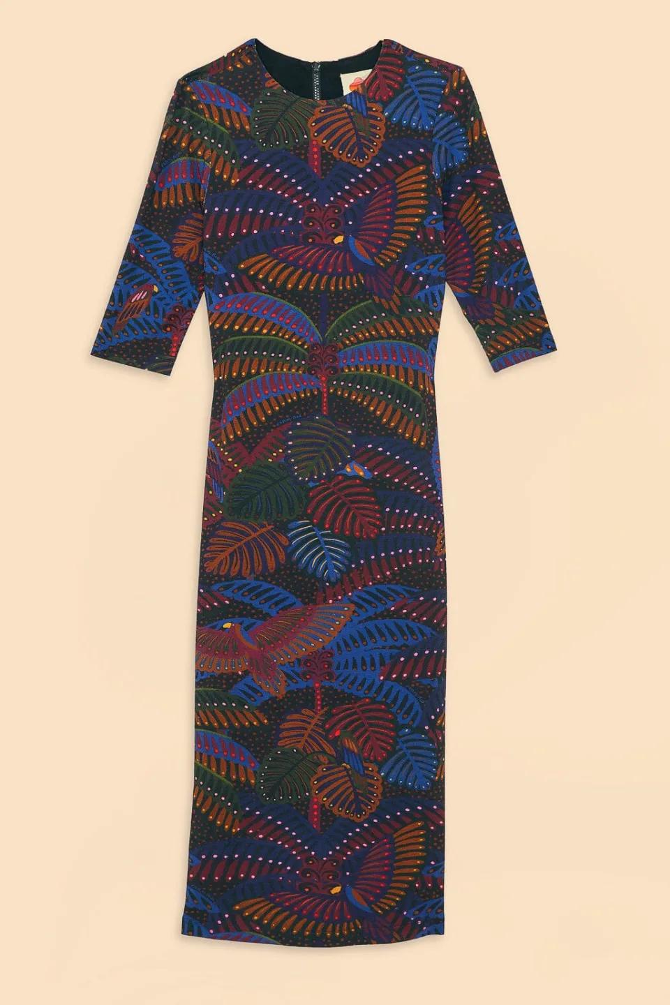 FARM Rio Black Midnight Island Short Sleeve Midi Dress Best