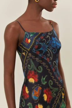 FARM Rio Black Mixed Arabesque Scarves Sleeveless LENZING™ ECOVERO™ Maxi Dress Outlet