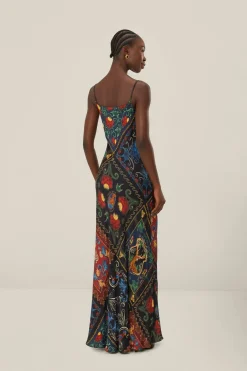 FARM Rio Black Mixed Arabesque Scarves Sleeveless LENZING™ ECOVERO™ Maxi Dress Outlet