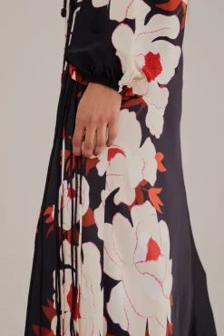 FARM Rio Black Peony Fringe Midi Skirt Sale
