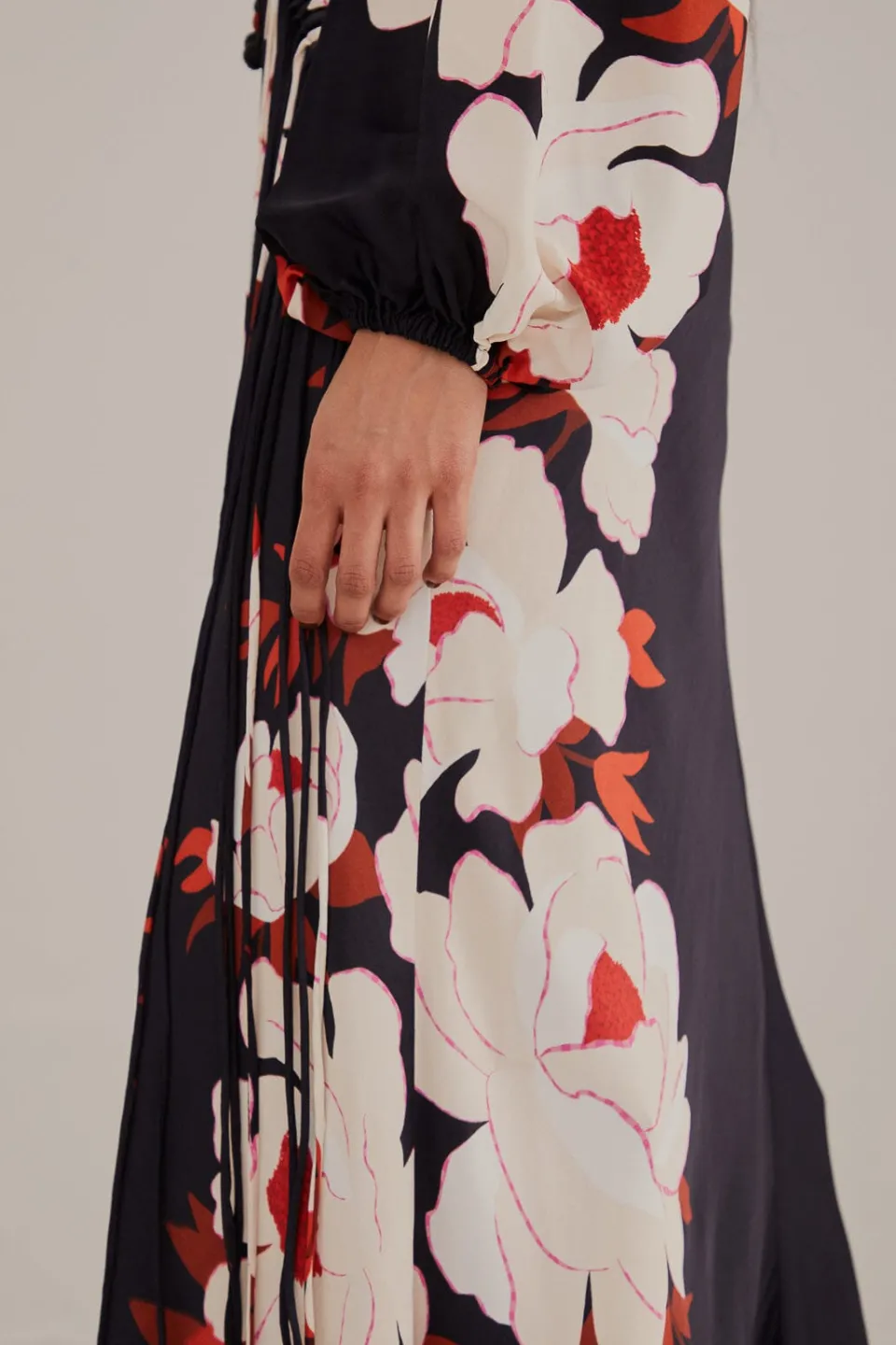 FARM Rio Black Peony Fringe Midi Skirt Sale
