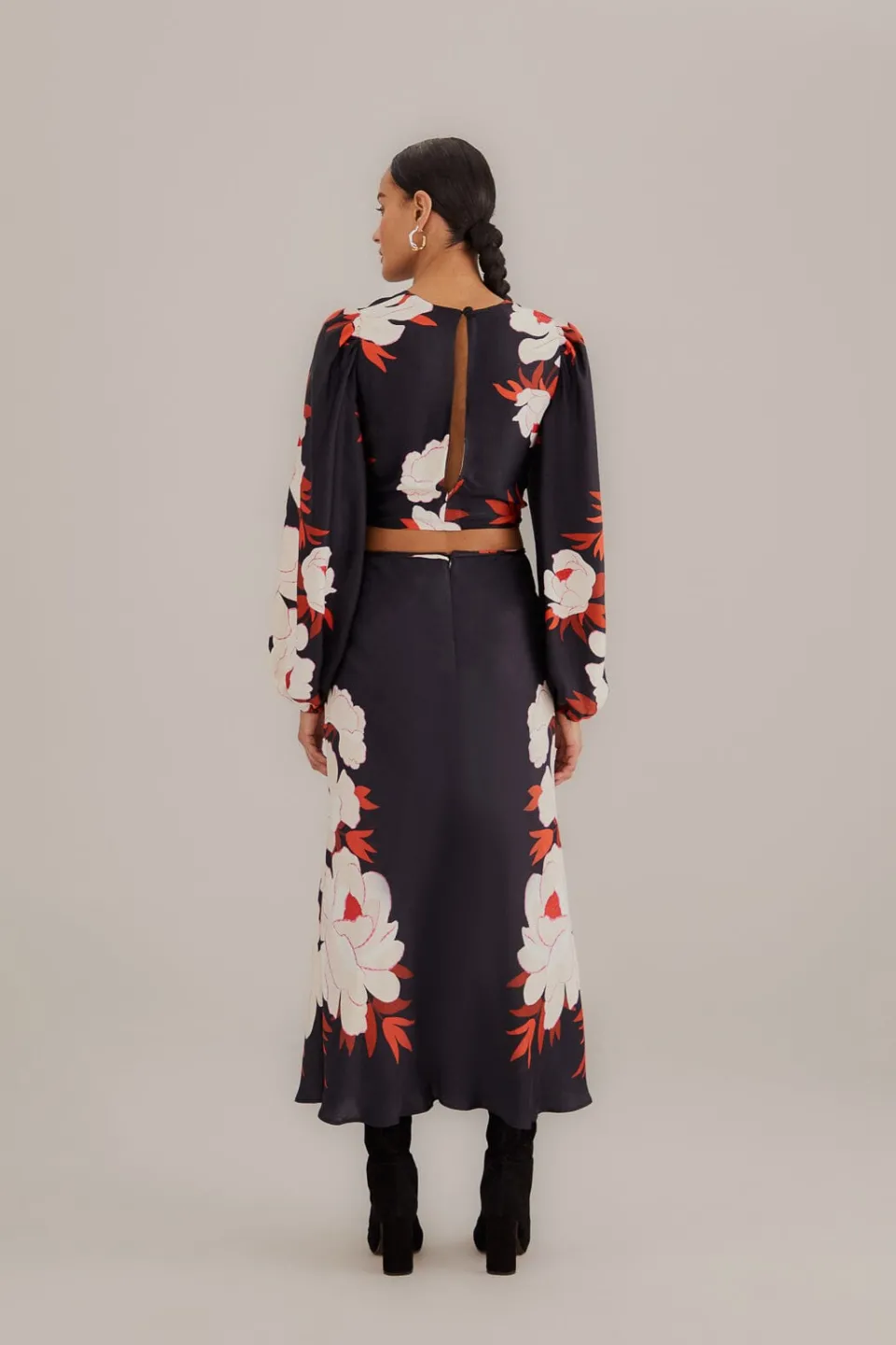 FARM Rio Black Peony Fringe Midi Skirt Sale