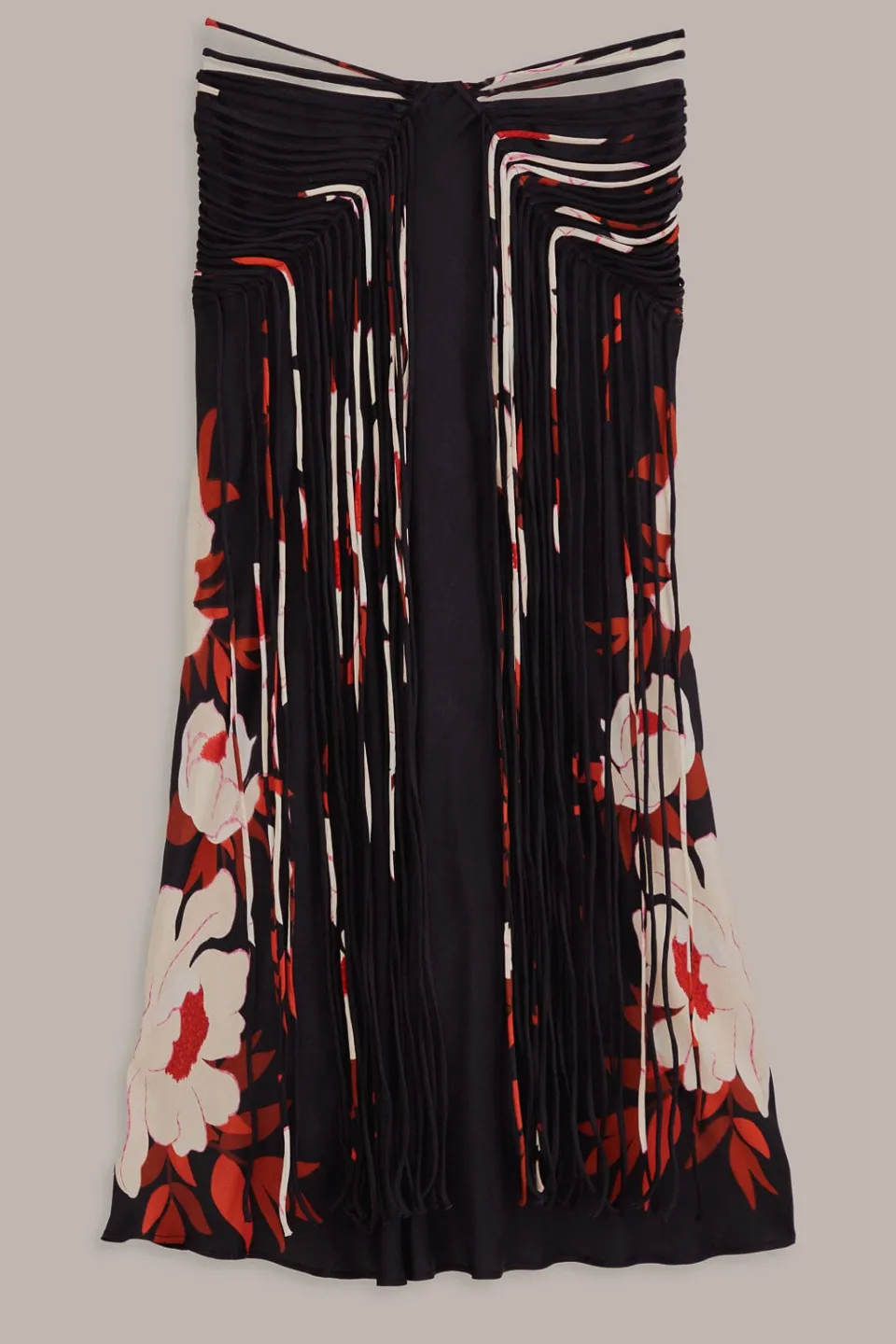 FARM Rio Black Peony Fringe Midi Skirt Sale