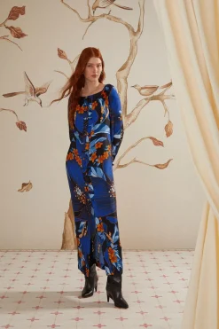 FARM Rio Black Pietra Floral LENZING™ ECOVERO™ Viscose Midi Dress Online
