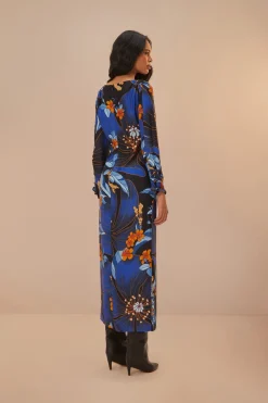 FARM Rio Black Pietra Floral LENZING™ ECOVERO™ Viscose Midi Dress Online