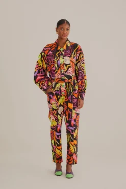 FARM Rio Black Psychedelic Garden Jumpsuit Hot