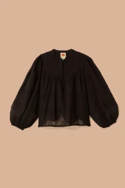 FARM Rio Black Scallops Long Sleeve Blouse Online