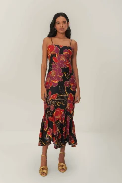 FARM Rio Black Shiny Chita LENZING™ ECOVERO™ Maxi Dress Online