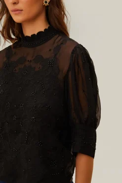 FARM Rio Black Short Sleeve Blouse Best
