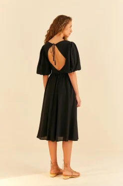FARM Rio Black Short Sleeves Midi Dress Sale