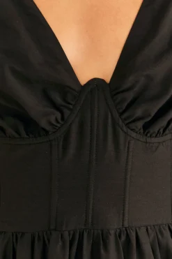 FARM Rio Black Short Sleeves Midi Dress Sale