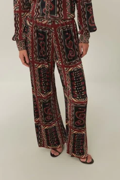 FARM Rio Black Snake Scarves Pleated Pants Clearance