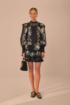 FARM Rio Black Stitched Garden Blouse Online