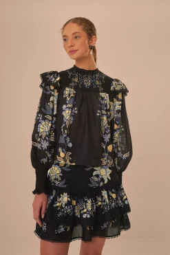 FARM Rio Black Stitched Garden Mini Skirt Online