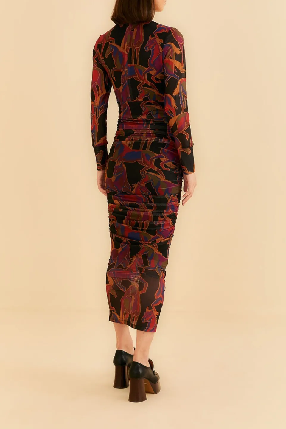 FARM Rio Black Wild Horses Tulle Midi Dress Best