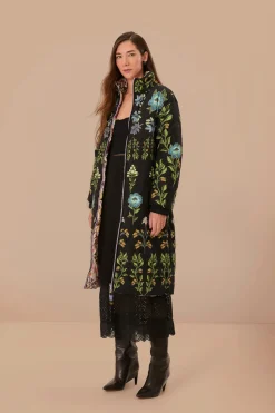 FARM Rio Black Winter Garden Reversible Maxi Puffer Jacket Hot