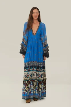 FARM Rio Blue Ainika Tiles Maxi Dress Hot