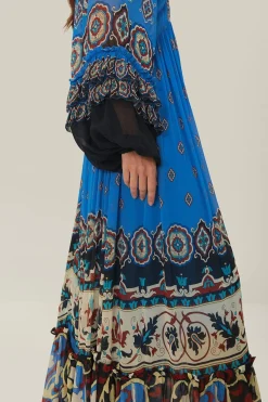 FARM Rio Blue Ainika Tiles Maxi Dress Hot