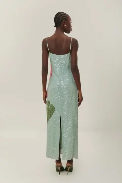 FARM Rio Blue Anthurium Flowers Slip Maxi Dress Sale