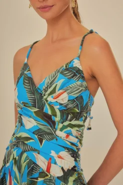 FARM Rio Blue Anthurium Garden LENZING™ ECOVERO™ Euroflax™ Maxi Dress Hot