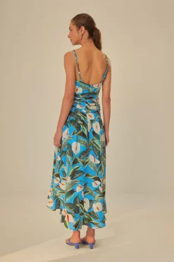 FARM Rio Blue Anthurium Garden LENZING™ ECOVERO™ Euroflax™ Maxi Dress Hot