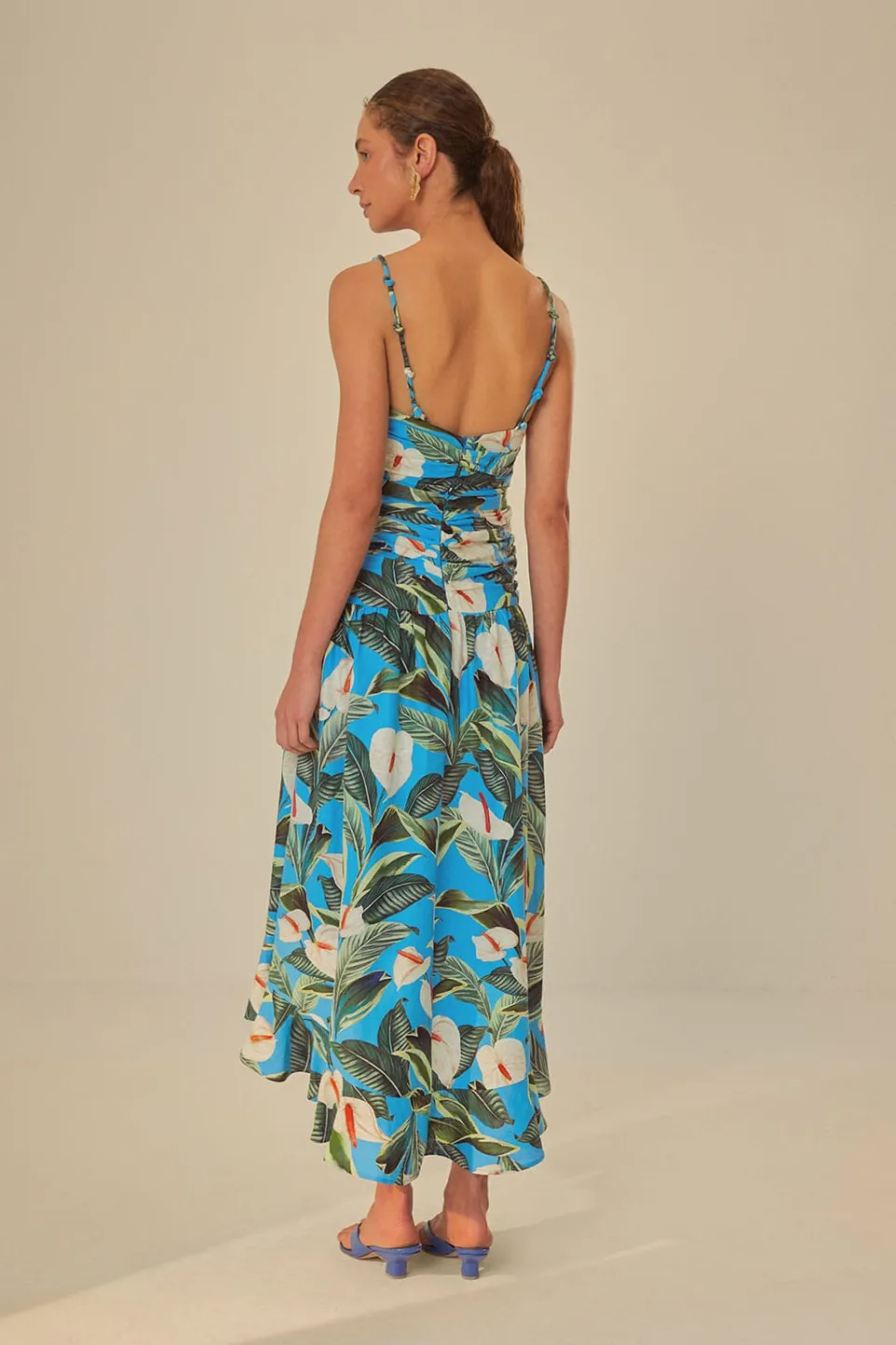 FARM Rio Blue Anthurium Garden LENZING™ ECOVERO™ Euroflax™ Maxi Dress Hot