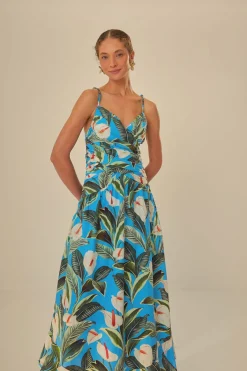 FARM Rio Blue Anthurium Garden LENZING™ ECOVERO™ Euroflax™ Maxi Dress Hot