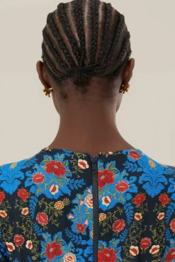 FARM Rio Blue Arabesque Floral Jersey LENZING™ ECOVERO™ Midi Dress Sale