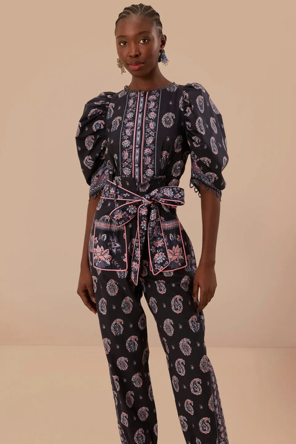 FARM Rio Blue Ayla Short Sleeve Jumpsuit Best