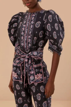 FARM Rio Blue Ayla Short Sleeve Jumpsuit Best