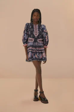 FARM Rio Blue Ayla Short Sleeve Mini Dress Clearance