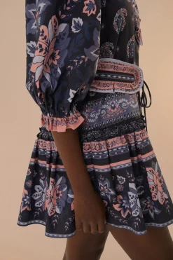 FARM Rio Blue Ayla Short Sleeve Mini Dress Clearance