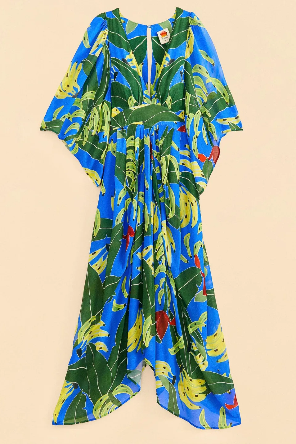 FARM Rio Blue Banana Leaves Maxi Dress New