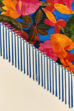 FARM Rio Blue Floral Tropical & Colorful Stripes Sarong Best