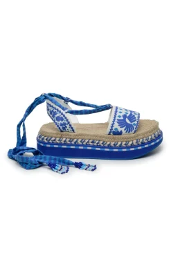 FARM Rio Blue Jungle Scarf Espadrille Flatform Sandal Best